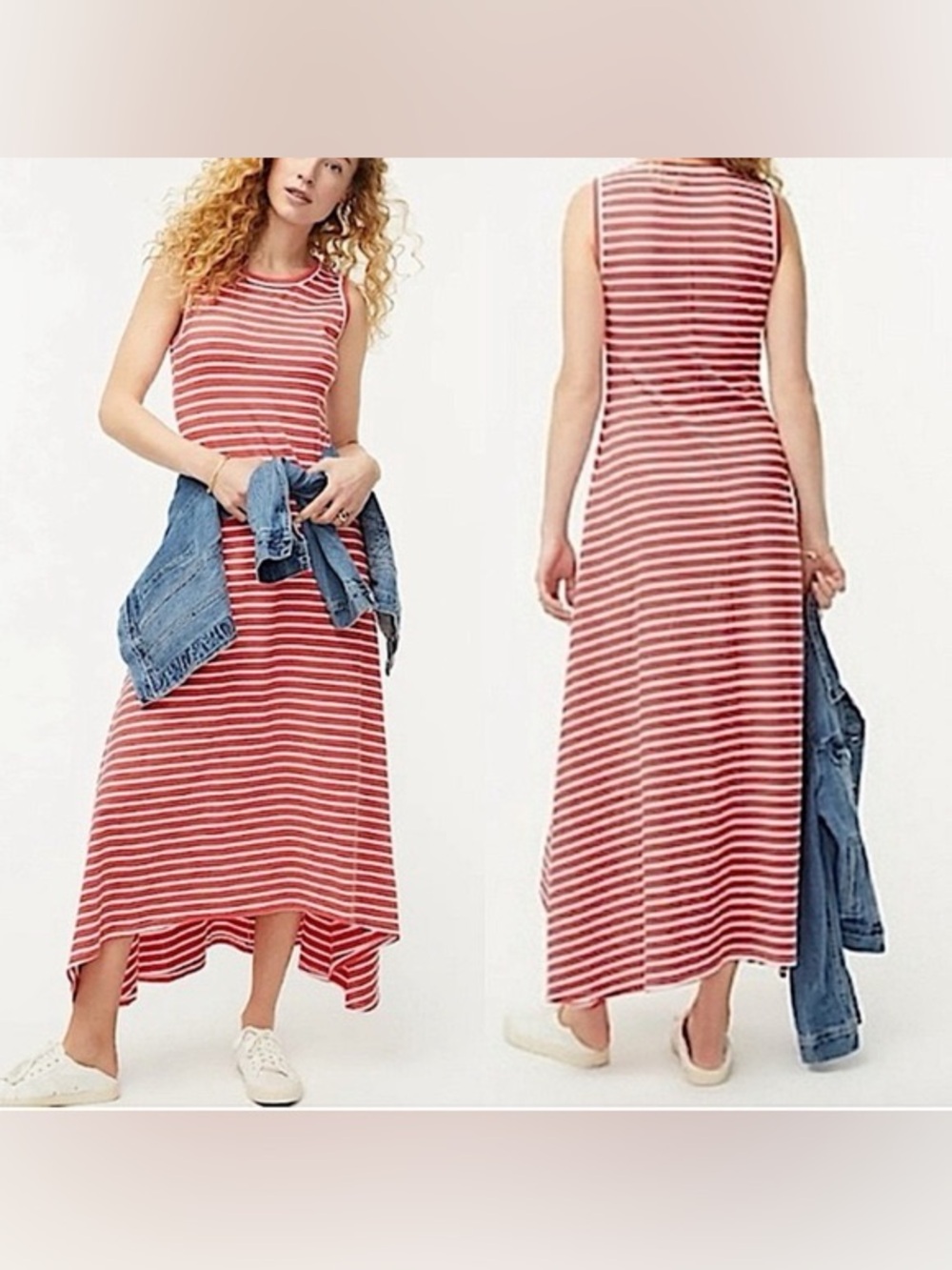 NWT J. Crew High Low Striped Maxi Dress small